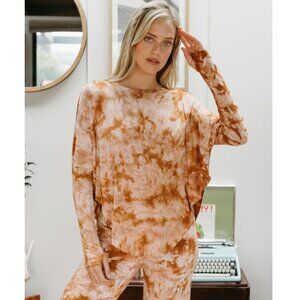 Jala Yoga Flow Top Size S Rust Tie Dye Soft Active Jersey Long Sleeve NEW